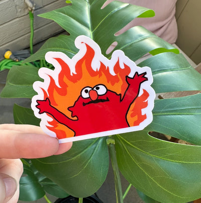 Elmo On Fire Sticker