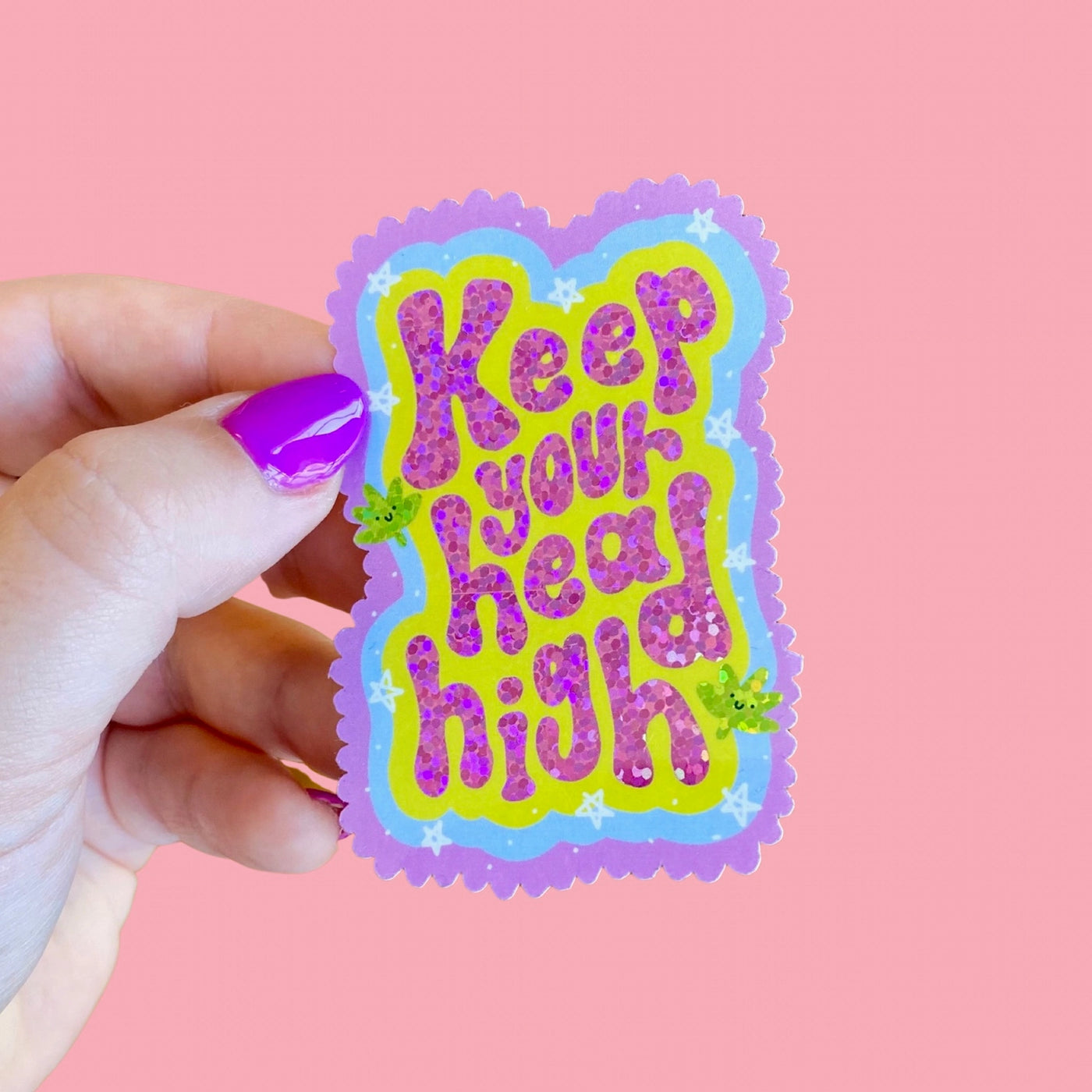 Keep Your Head High Glitter Sticker