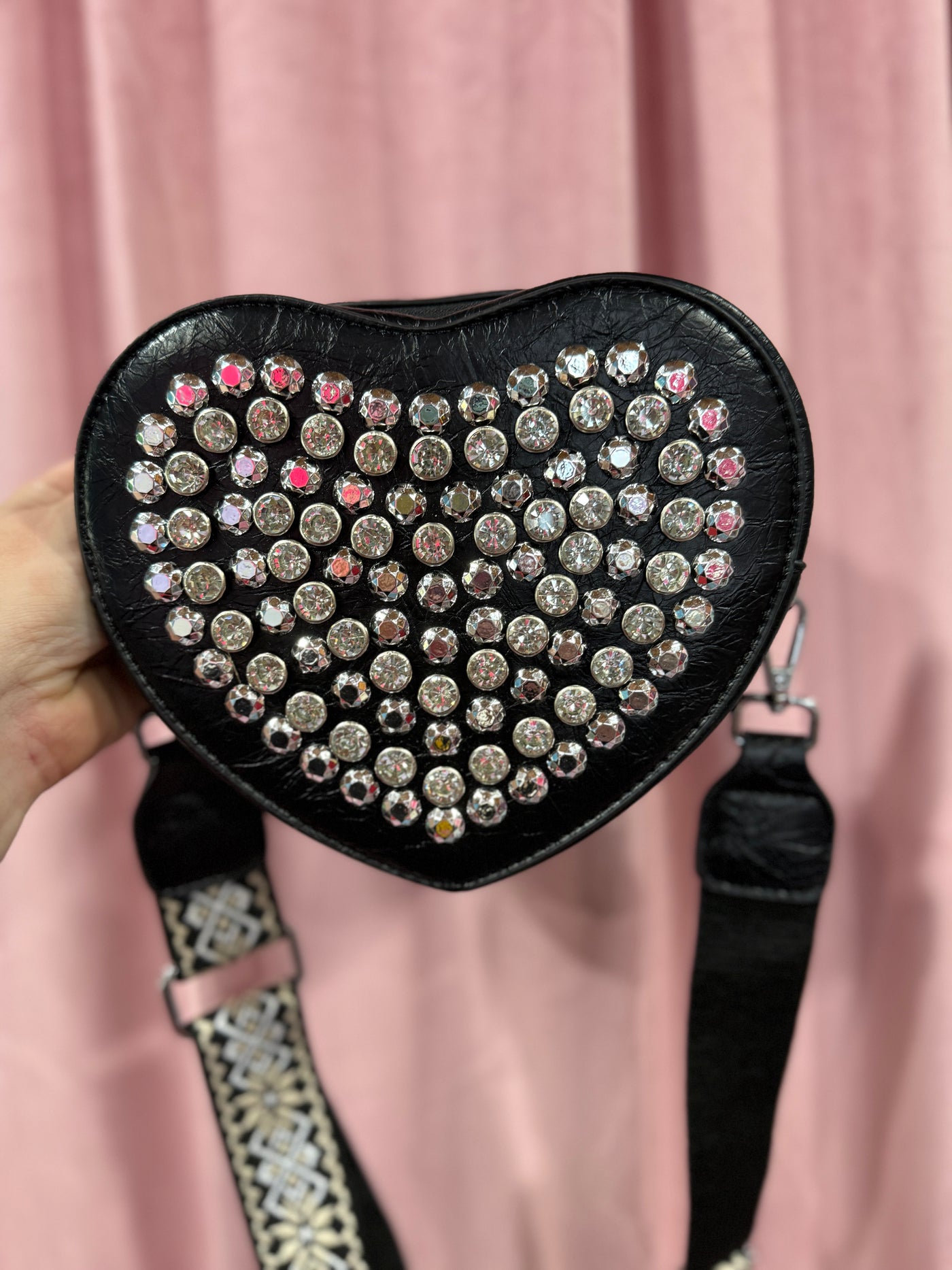 Black Stoned Heart Purse