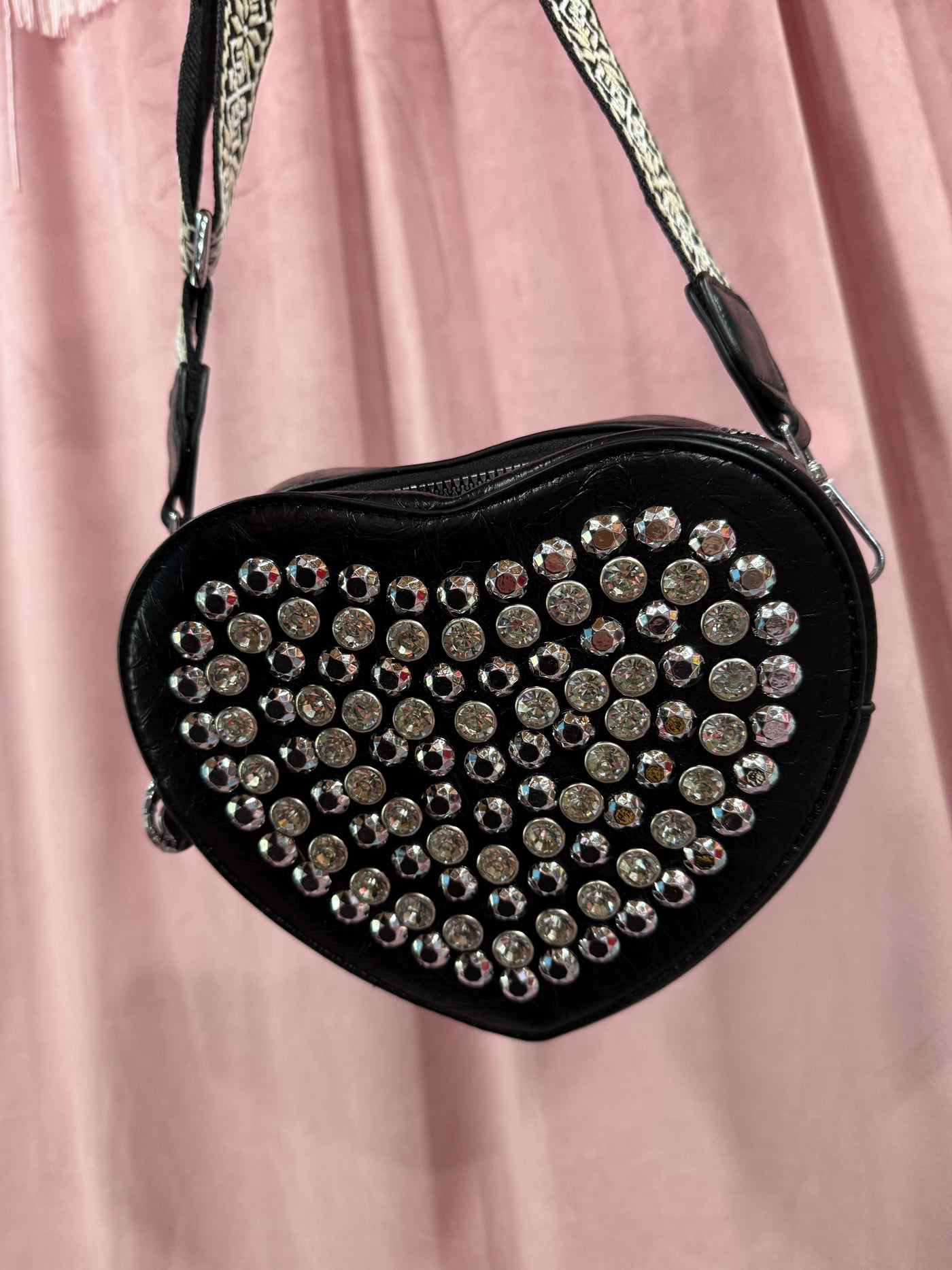 Black Stoned Heart Purse