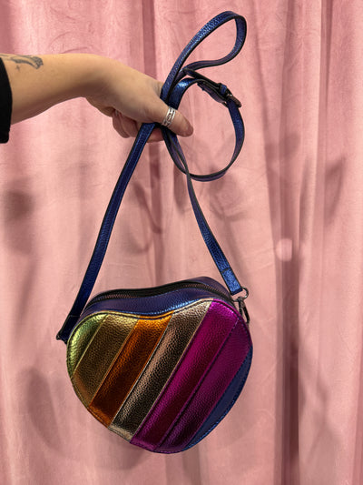 Blue Striped Heart Purse