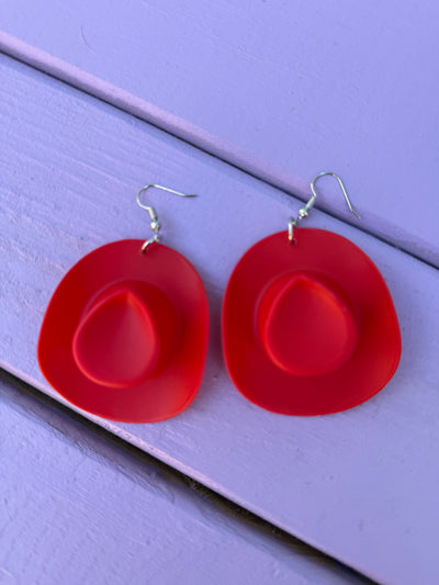 Red Cowboy Hat Earrings