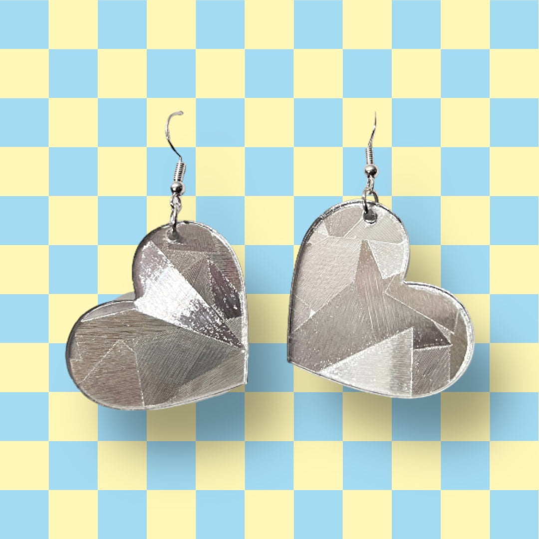 Prism Reflective Heart Dangle Earrings - HYPOALLERGENIC