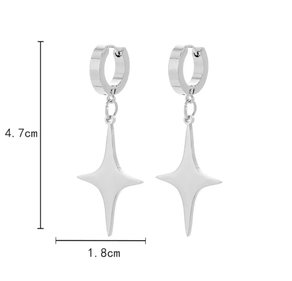 Sparkle clasp earrings -stainless steel plated