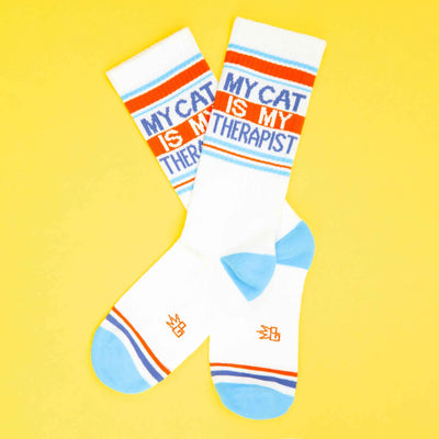 MY CAT IS MY THERAPIST gym crew socks