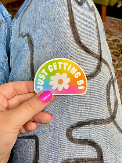 Just Getting Bi Rainbow Sticker