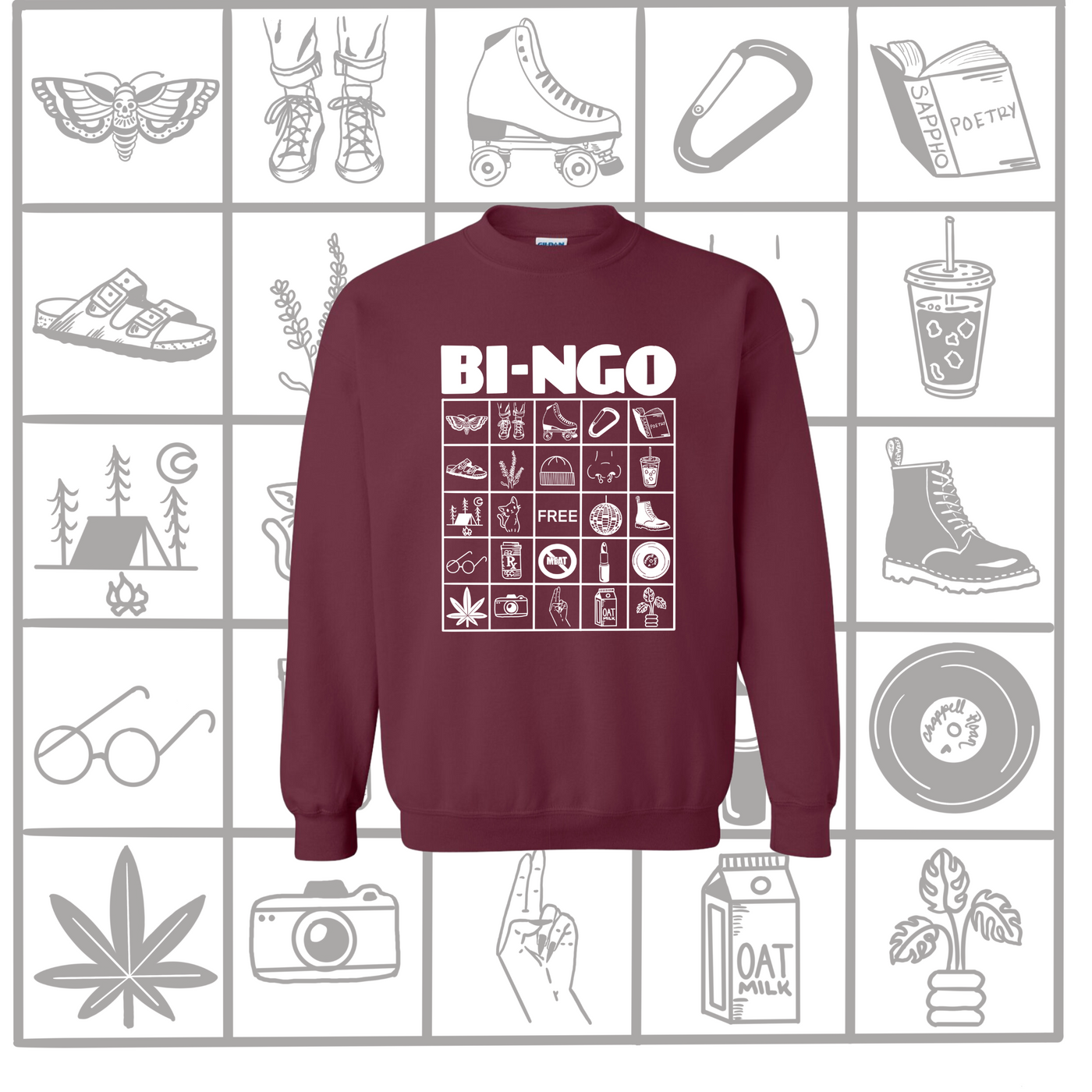 BI-NGO Maroon Pullover Sweatshirt [unisex sizing]