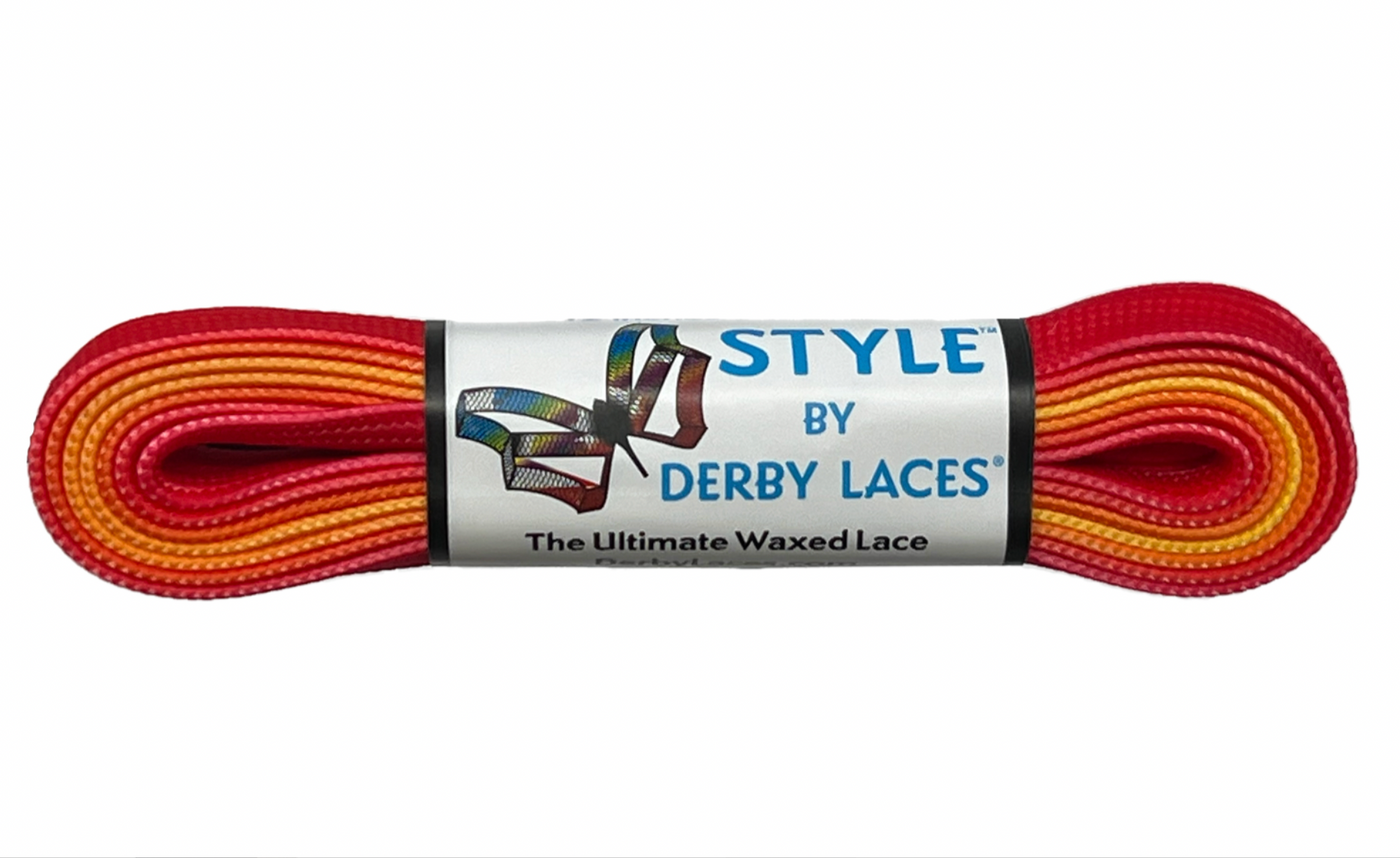 Ombre Red Yellow Flame – 96 inch (244 cm) STYLE Waxed Shoe and Skate Lace by Derby Laces