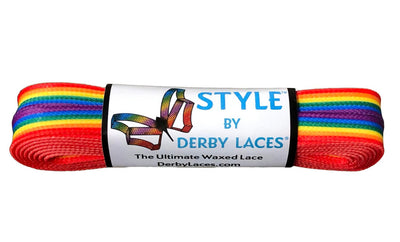 Rainbow Stripe – 96 inch 6MM Narrow STYLE Waxed Roller Skate Laces