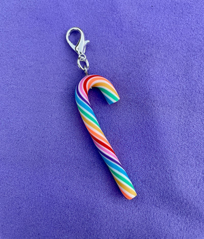 Extra Large Rainbow Candy Cane Roller Skate Charm  - Shoe charm, Zipper pull, Bag charm