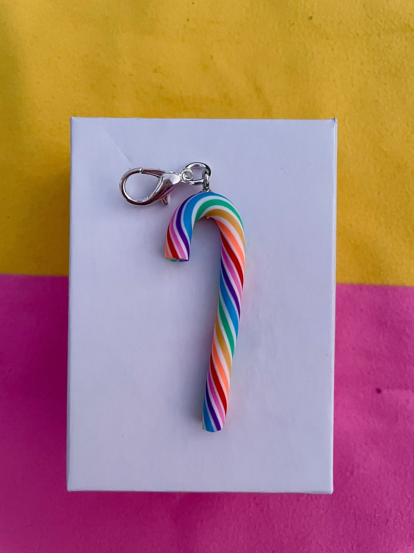 Extra Large Rainbow Candy Cane Roller Skate Charm  - Shoe charm, Zipper pull, Bag charm