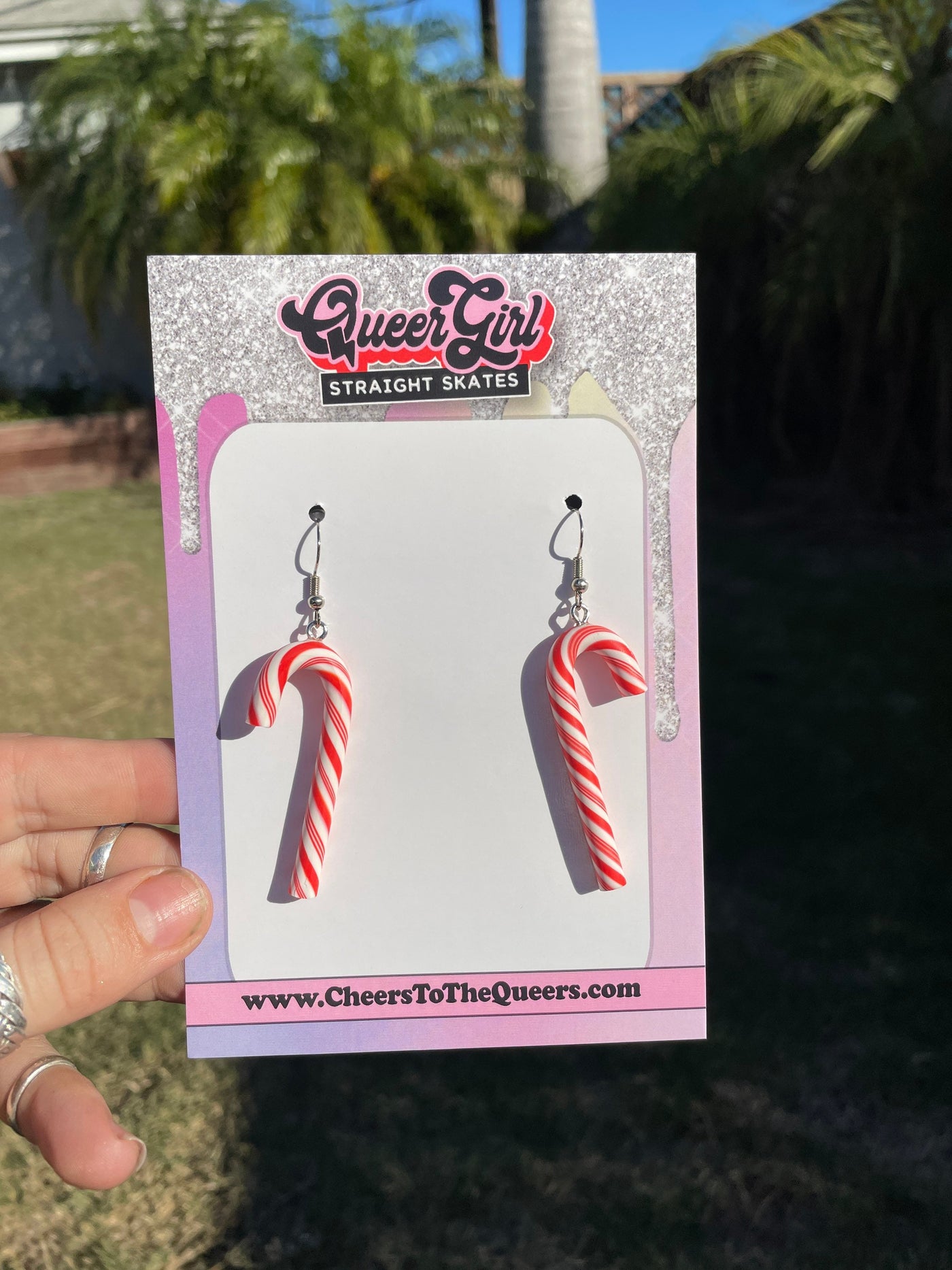 Candy cane drop earrings *Choose Rainbow or Classic*  HYPOALLERGENIC