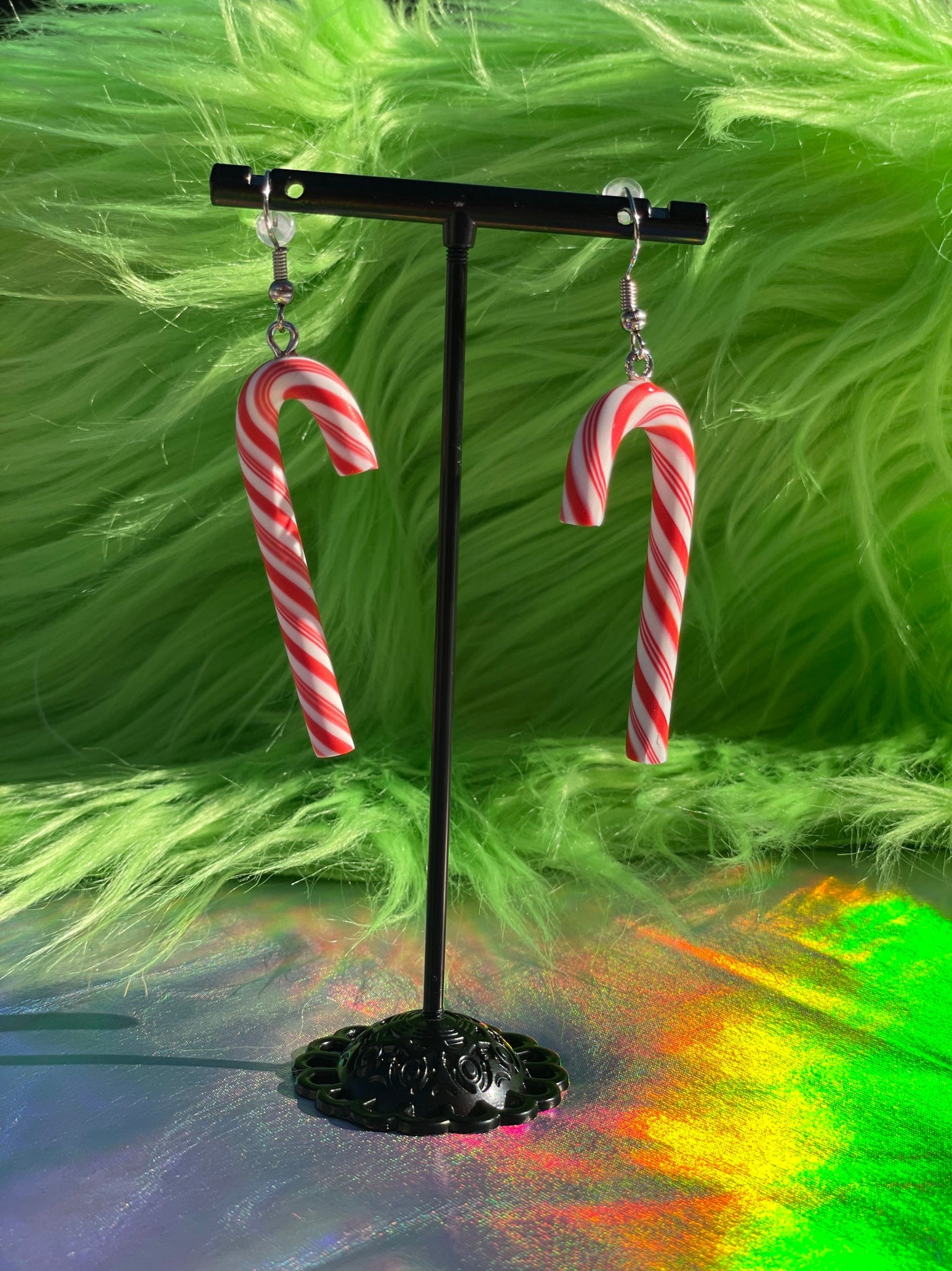 Candy cane drop earrings *Choose Rainbow or Classic*  HYPOALLERGENIC